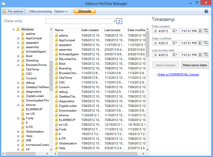 Atlence FileTime Manager screenshot